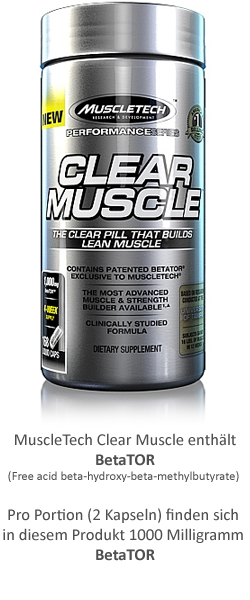 MuscleTech Clear Muscle enth&auml;lt pro Portion (2 Kapseln) 1000 Milligramm BetaTOR