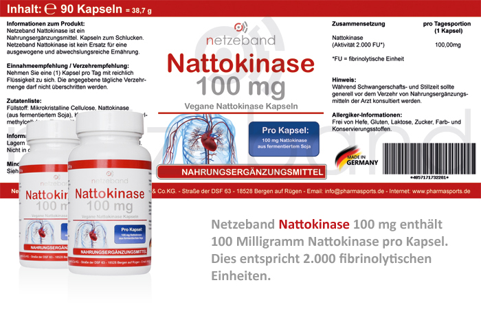 Netzeband Nattokinase 100mg - Dose á 90 Kapseln Netzeband Nattokinase 100mg - Dose á 90 Kapseln