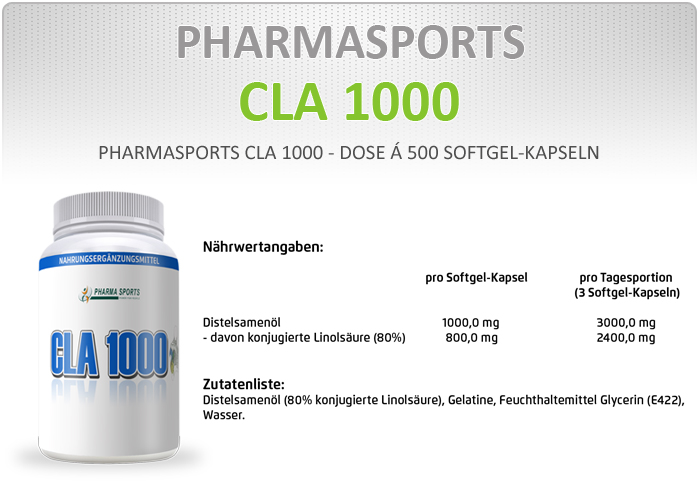 Pharmasports CLA 1000 - N&auml;hr- und Brennwertangaben 