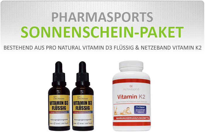 Pharmasports Sonnenschein-Paket - Pro Natural Vitamin D3 Flüssig & Netzeband Vitamin K2 Pharmasports Sonnenschein-Paket - Pro Natural Vitamin D3 Flüssig & Netzeband Vitamin K2