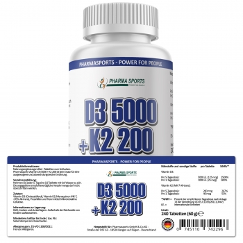 Pharmasports Vitamin D3 5000 + K2 200
